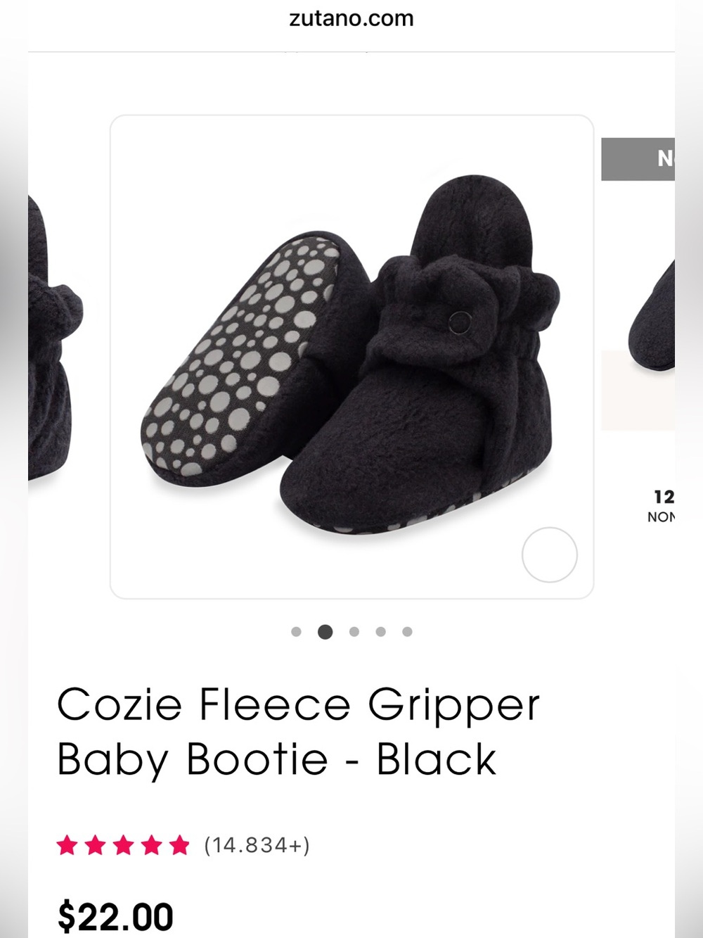 Zutano Cozie Fleece Gripper Baby Booties - Black